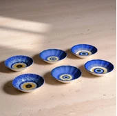 Fecra Acem 6'lı Nazarı Çay Tabağı Seti Karma - 8