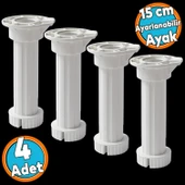 Ayarlanabilir Plastik Ayak Dolap Mobilya Tezgah Yükseltici Yükseltme Ayağı Ayakları 4 Adet 15 Cm thumbnail 1