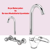 Lavabo Mutfak Musluk Batarya Kuğu Metal Lüks Uzun Evye Borusu Krom Su 360° Dönen Kaliteli Dayanıklı thumbnail 2