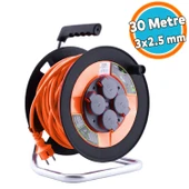 Plastik Makaralı Seyyar Kapaklı 4 Prizli IP44 Uzatma Kablosu 3x2.5 mm 30 Metre CCA Kablo - 1