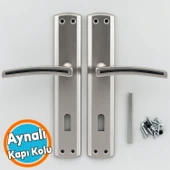 Oda Kapı Kolu Aynalı Nikel İnox Sağa Sola Uygun Ön Arka Oda Kapısı 1 Takım thumbnail 1