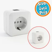 Sıva Üstü Topraklı Monofaze Priz Tekli Grup Priz Kare Fiş Grup Priz Kablosuz Klemensli 220 V thumbnail 1