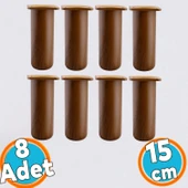 8 Adet Mobilya Kanepe Koltuk Baza Yükseltici Yükseltme Ayağı Ayakları Plastik Kestane Kahvesi 15 cm thumbnail 1