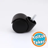 4 Adet Dönerli Koltuk Tekeri M8 Civatalı Siyah Renk Dayanıklı Plastik Mobilya Sandalye Ofis Tekerlek thumbnail 2