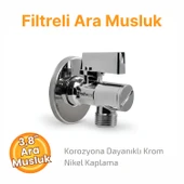 Ara Musluk 3/8 Filtreli Pirinç Krom Musluk Çamaşır Bulaşık Banyo Klozet Mutfak Ara Musluğu thumbnail 3