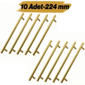 Mobilya Kulp Mutfak Dolap Çekmece Dolabı Kapak Kulpları Gold Altın 224 mm 22.4 cm Metal (10 Adet) thumbnail 1