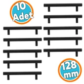 Mobilya Mutfak Dolap Kapak Çekmece Kulpu Kulbu 128 mm Mat Siyah Metal Kulp (10 Adet) thumbnail 1