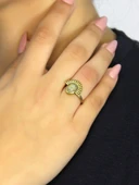 Doğal Taş Sitrin Doğal Taşlı Antik Model Kadın Ayarlanabillir Yüzük euy82s thumbnail 1