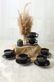 Keramika Siyah Gold Kera Çay Takımı 12 Parça 6 Kişilik - 2