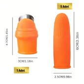 Northcity 5 Parça Pratik Parmak Koruyucu 1 Parça Baş Parmak Bıçaklı Eldiven Sebze Meyve Soyucu Kesme Ayıkyıcı Silikon Set - 5