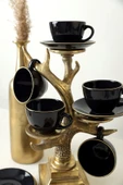 Keramika Siyah Gold Kera Çay Takımı 12 Parça 6 Kişilik - 3