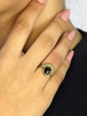 Doğal Taş Oniks Doğal Taşlı Antik Model Kadın Ayarlanabillir Yüzük euy82o thumbnail 1