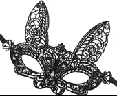 Siyah Renk Dantel Kesim Dantel İşlemeli Balo Parti Maskesi 7 No thumbnail 3