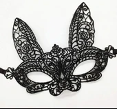 Siyah Renk Dantel Kesim Dantel İşlemeli Balo Parti Maskesi 7 No thumbnail 1