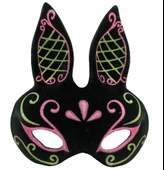 Siyah Renk Pembe Gold Simli Siyah Süet Kaplama Tavşan Maskesi 18x16 cm thumbnail 1