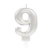 9 Rakam Mum Gümüş Renk - 1