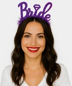 Mor Renk Bekarlığa Veda İtalik Yazı Alyanslı Bride Taç - 1