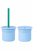 Pipetli Silikon Bardak Seti Mineral Blue / Aqua Green - 1