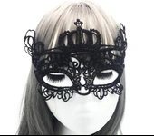 Siyah Renk Dantel Kesim Dantel İşlemeli Balo Parti Maskesi 9 No thumbnail 2