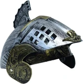 Gümüş Üzeri Altın Renk Oynar Başlıklı Romalı Bizans Kaskı Miğferi 25x20 cm thumbnail 4