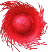 Tropikal Parti Kırmızı Hasır Hawaii Şapkası 13x36 cm thumbnail 5