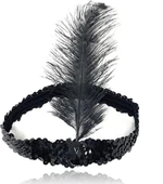 Siyah Renk Çarliston Başlık 90 lı Yıllar 80 li Yıllar Tüylü Saç Bandı thumbnail 4