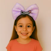 LED Işıklı Love Yazılı Mor Fiyonk Taç – Kız Çocuk Parti Tacı - 1