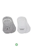 NessiWorld 2'Li Babet Cute Face Penye Çorap BS30103 Gri Beyaz thumbnail 1