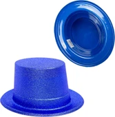 Mavi Renk Parıltılı Simli Fötr Silindir Parti Şapkası thumbnail 3