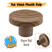 Tek Vidalı Bohem İç Bükey Plastik Düğme Kulp Kubik Kayın Bej Renk Mobilya Dolap Çekmece Kulpu Kulbu thumbnail 2