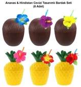 Ananas & Hindistan Cevizi Tasarımlı Pipetli Bardak Seti (6 Adet) thumbnail 2