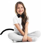 Peluş Siyah Renk Kuyruk ve Papyon Yetişkin Çocuk Uyumlu thumbnail 1