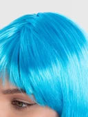Turkuaz Açık Mavi Renk Düz Kesim Kısa Küt Parti Peruğu thumbnail 1