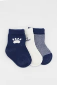 NessiWorld 3'Lü Penye Soket Çorap BS10110 İndigo thumbnail 2