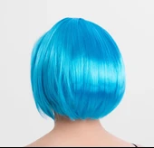 Turkuaz Açık Mavi Renk Düz Kesim Kısa Küt Parti Peruğu thumbnail 3