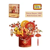 LZ-1965 KIRMIZI EBEDİ ÇİÇEK SANAT KOVASI 1082 PARÇA BLOCK OYUNCAK - 1