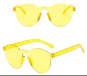 Sert Mika Oval Şekilli Çerçevesiz Sarı Gözlük Retro Parti 5x14 cm thumbnail 2