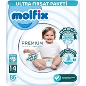 Molfix Premium Bebek Bezi Ultra Fırsat Paketi 4 Beden 7-14 Kg 86 Adet - 1