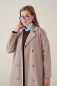 Su Geçirmez Kruvaze Yaka Sık Dokuma Kadın Trençkot thumbnail 11