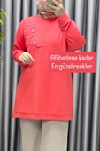 Kadın Giyim Büyük Beden Modal Çiçek Aplik Tunik thumbnail 3
