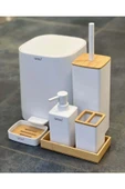 Arow Williams Bambu Kapaklı 5 Parça Banyo Seti - Beyaz thumbnail 1