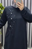 Kadın Giyim Büyük Beden Modal Çiçek Aplik Tunik thumbnail 6