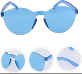 Sert Mika Oval Şekilli Çerçevesiz Gözlük Retro Parti 5x14 cm thumbnail 2