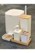 Arow Williams Bambu Kapaklı 5 Parça Banyo Seti - Krem thumbnail 1