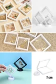 BUFFER® 7x7 cm Standlı 3D Takı Ziynet Hatıra Koleksiyon Saklama Kutusu Şeffaf Film Çerçevesi - 1