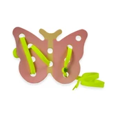 Happy Junior Montessori Ahşap Eğitici Oyuncak - İp Geçirme Kelebek - 1