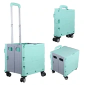 Sunup Sn-26966 Katlanabilir Market Pazar Kamp Tekerlekli Alışveriş Arabası 60kg Kapasiteli thumbnail 1