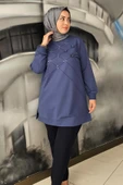 KADIN DİKME VE TAŞ DETAYLI TESETTÜR TUNİK thumbnail 3