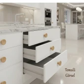 Tek Vidalı Bohem İç Bükey Plastik Düğme Kulp Kubik Doğal Meşe Renk Mobilya Dolap Çekmece Kulpu Kulbu thumbnail 4