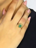 Doğal Taş Yeşil Akik Doğal Taşlı Antik Model Kadın Ayarlanabillir Yüzük euy82ya thumbnail 2